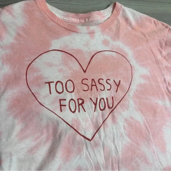 coco + pine Too Sassy For You Pink Tie Dye Cropped Shirt - Picture 2 of 3